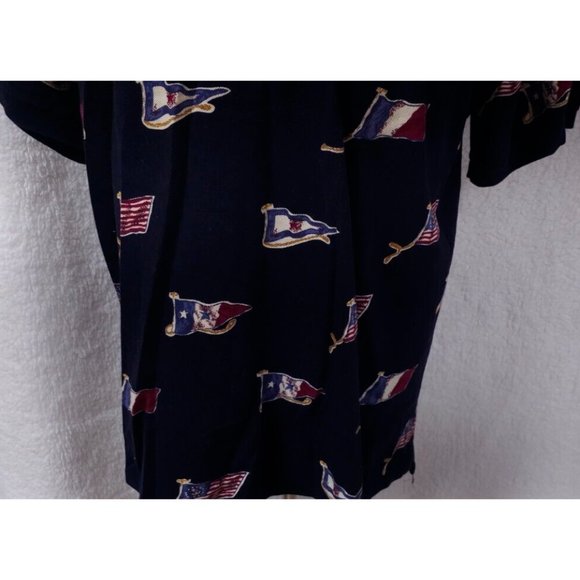 Round Tree & Yorke Mens XL Blue Flags Short Sleeve 4 Button Pullover Polo Shirt - Picture 6 of 12